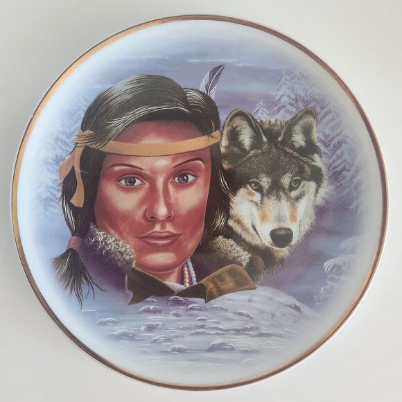 LEONARDO COLLECTION Indian Squaw Wolf Native American Legends Hamilton Plate SET - Picture 4 of 7
